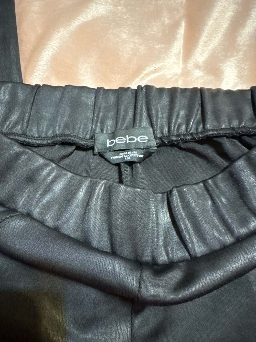 bebe Faux Leather Moto Leggings with Elastic Waistband